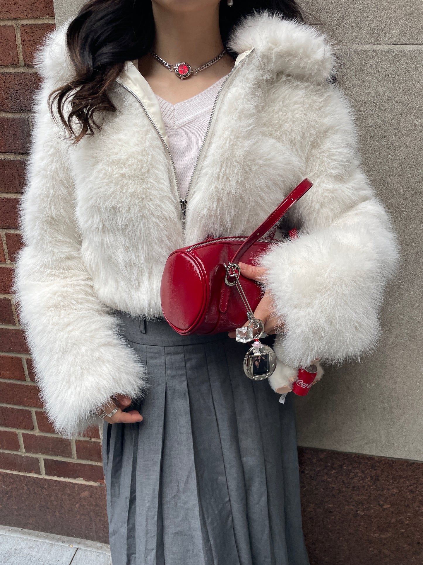 Red Bold Silver Watch Necklace