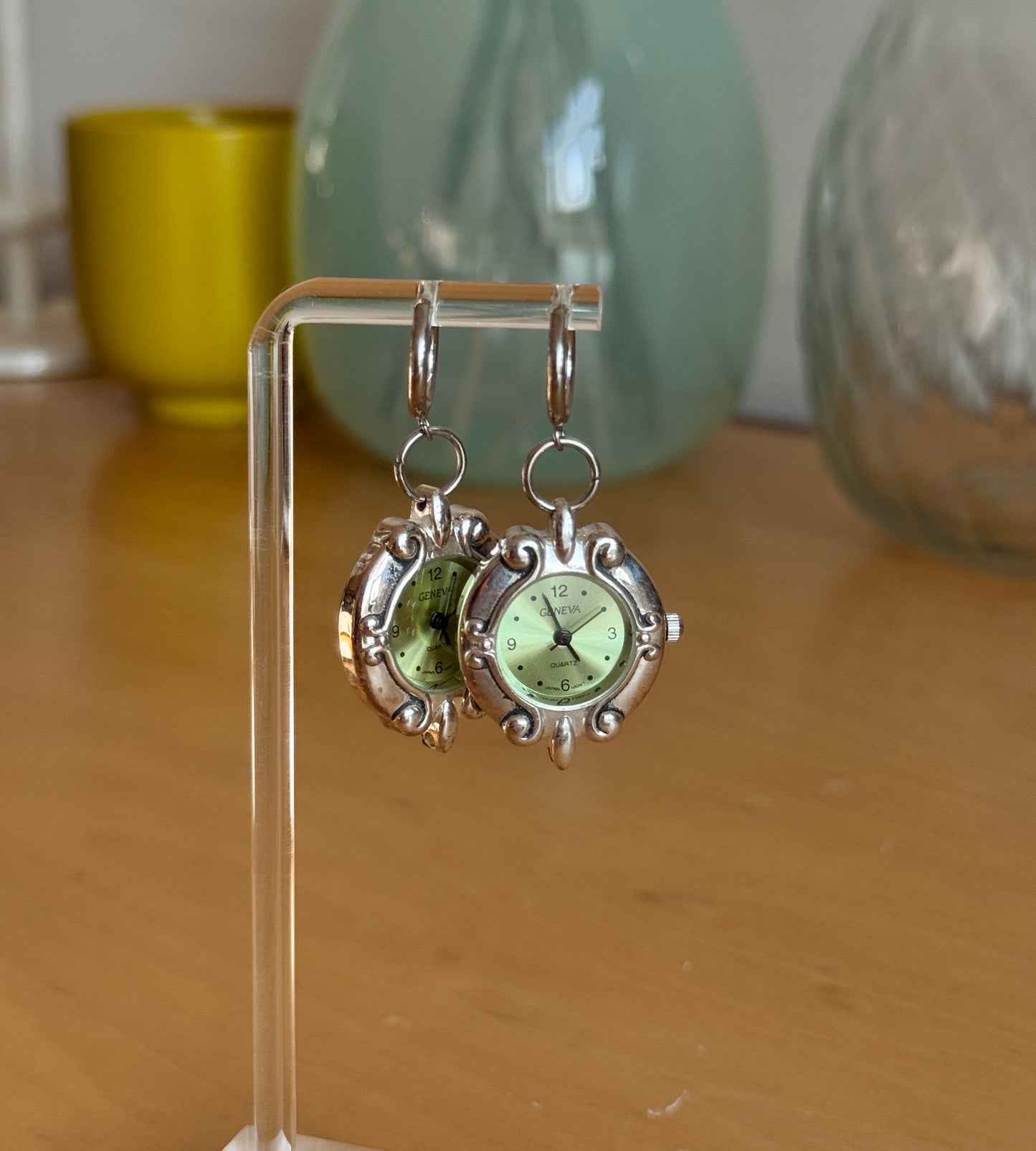 Green Watch Huggies Earrings