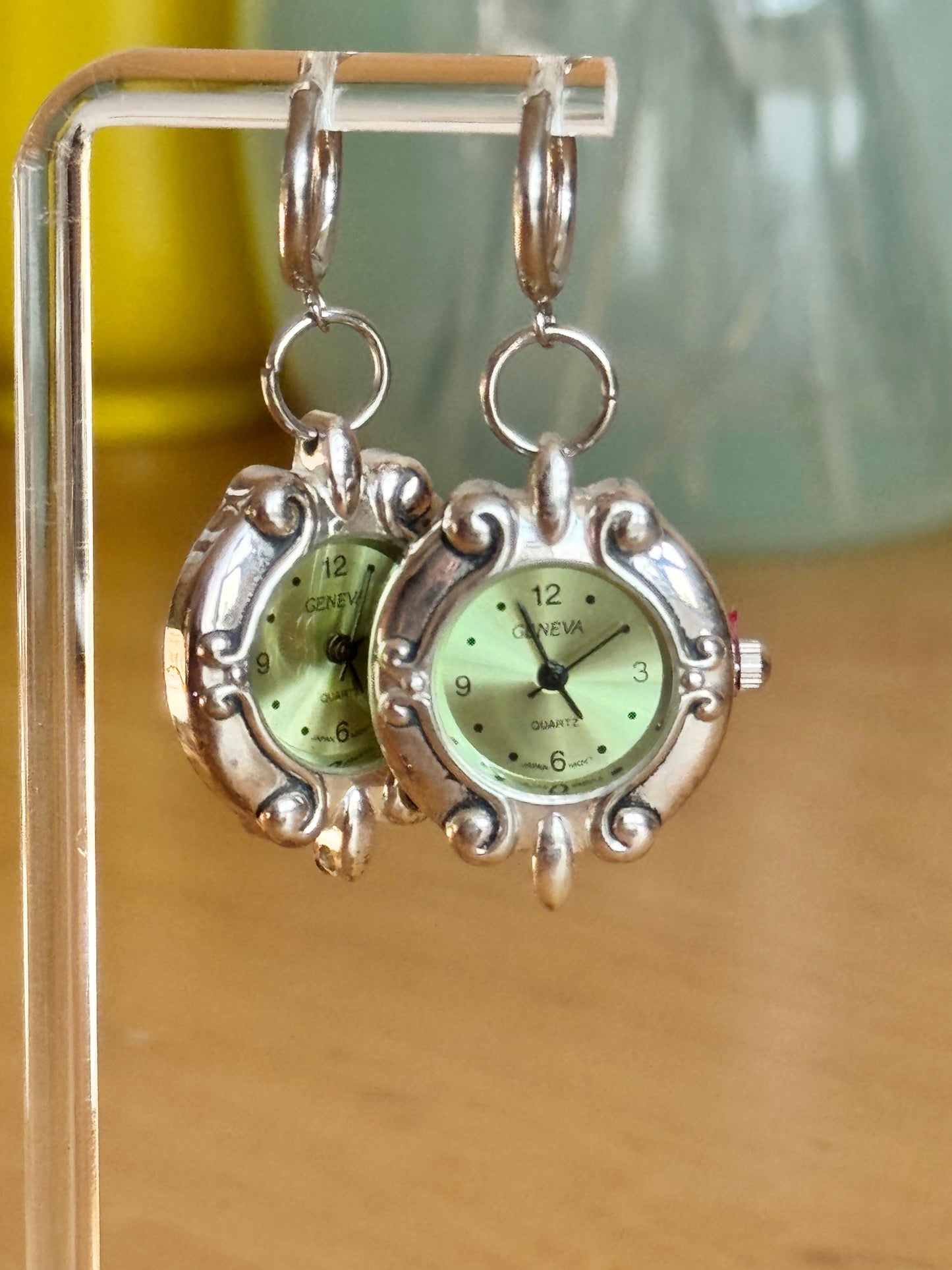 Green Watch Huggies Earrings