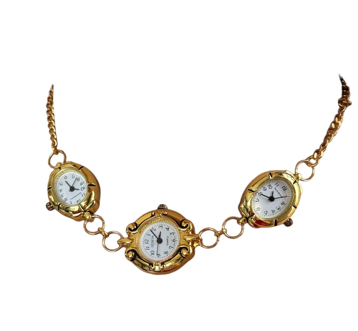 Triple Gold Watch Chain Choker