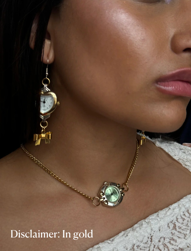 Customize: Single Dial Watch Choker Necklace (Silver)