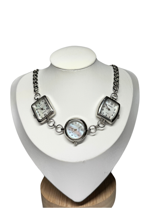 Silver White Watch Necklace