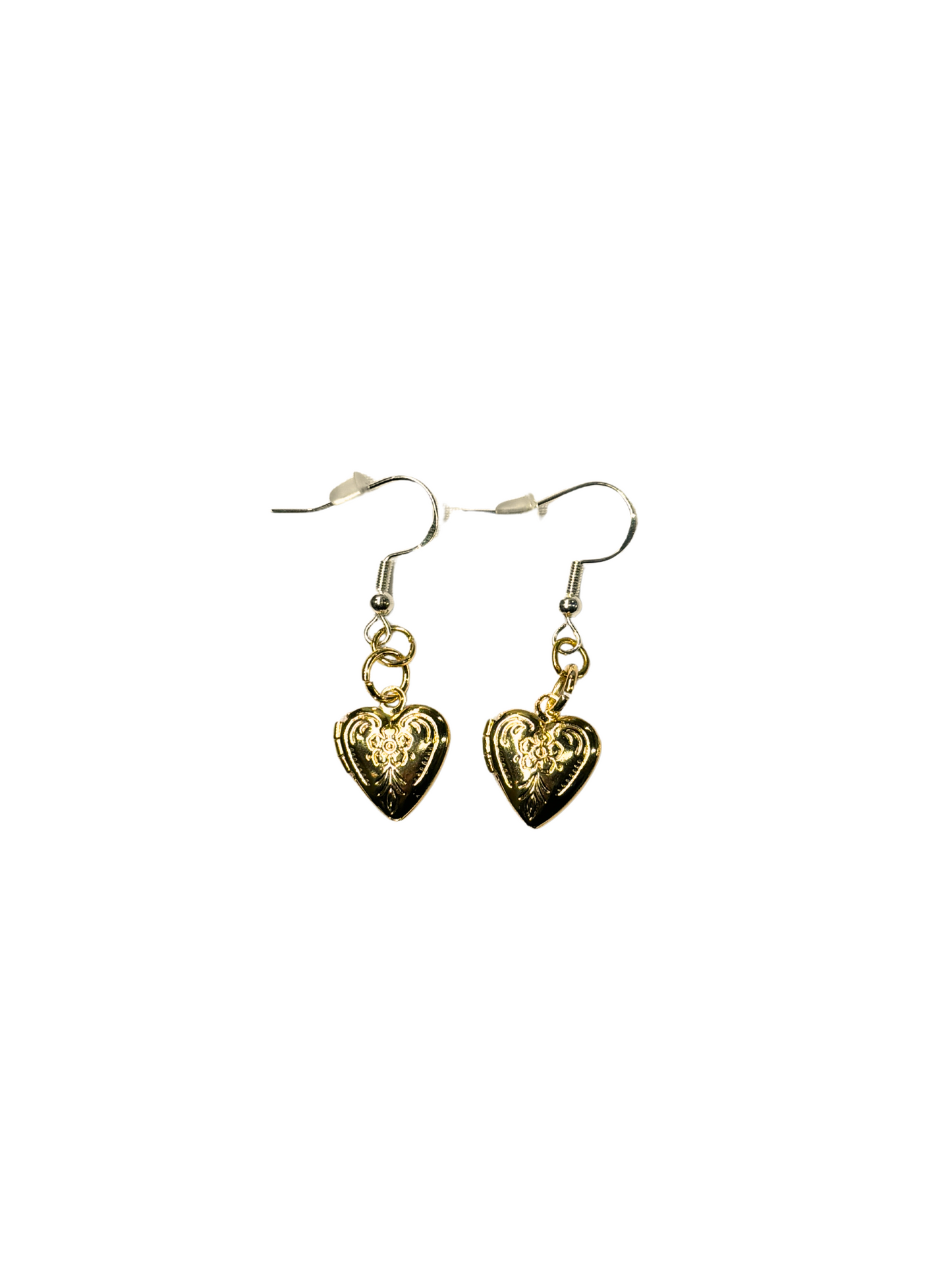 Gold Heart Locket Earrings