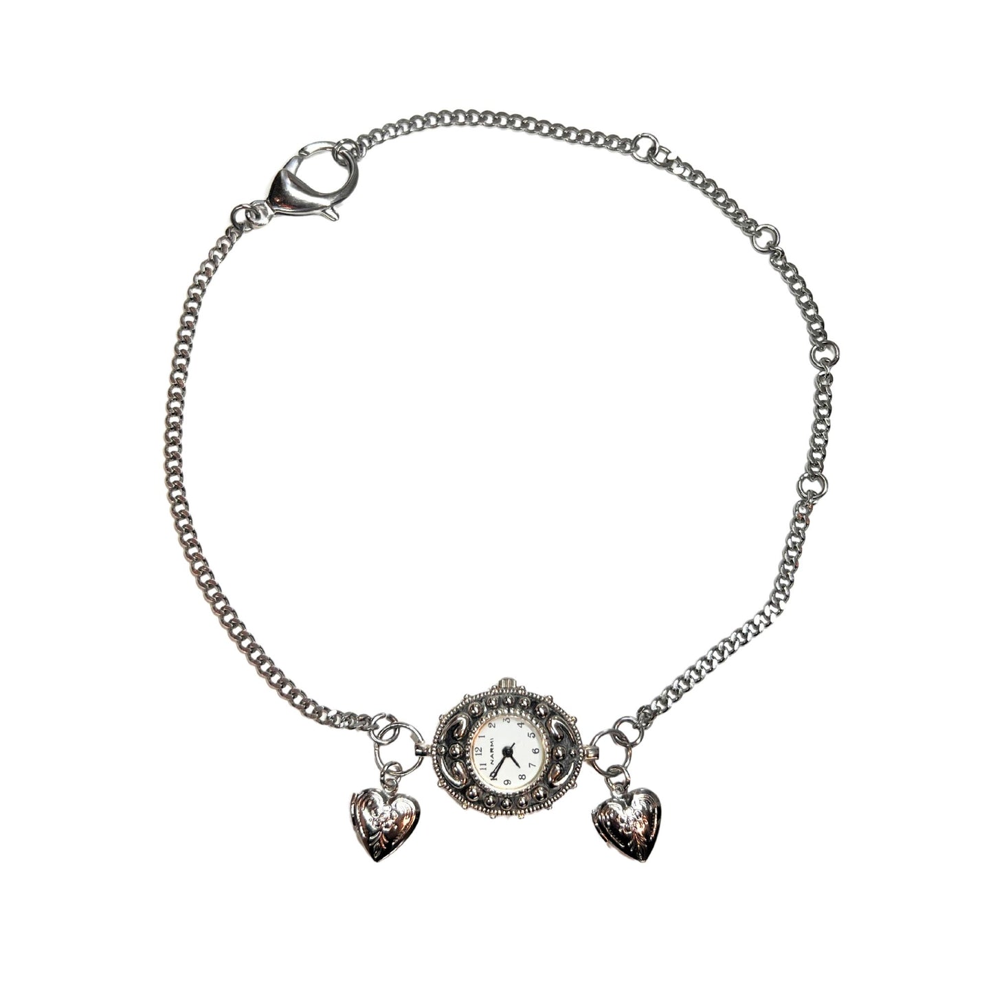 Silver Victorian Necklace with Heart Lockets