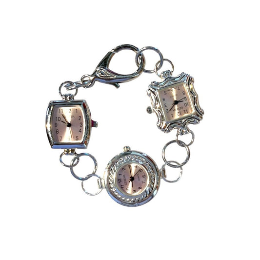 Pink Silver Watch Bracelet
