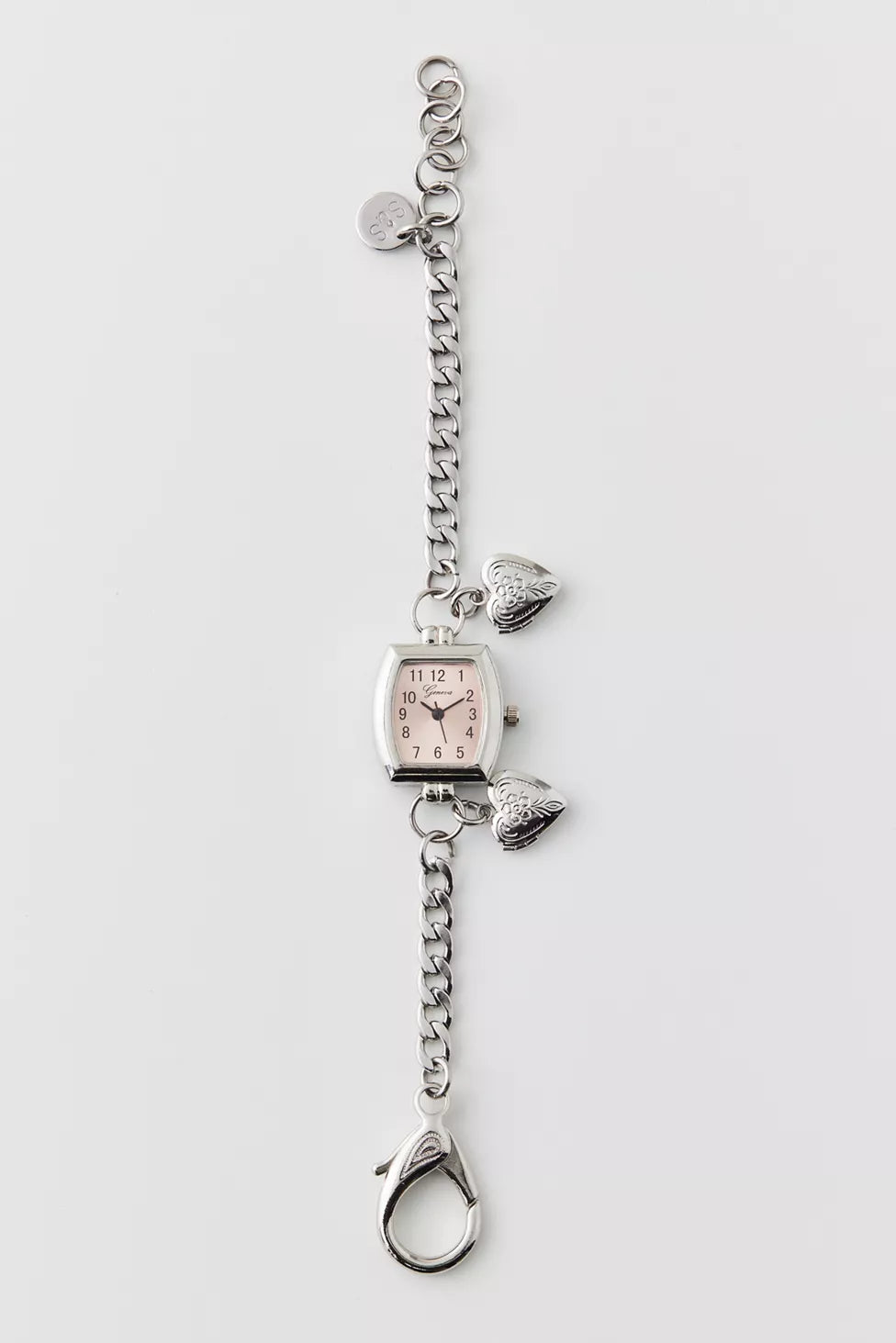 Pink Hearts Silver Watch Bracelet