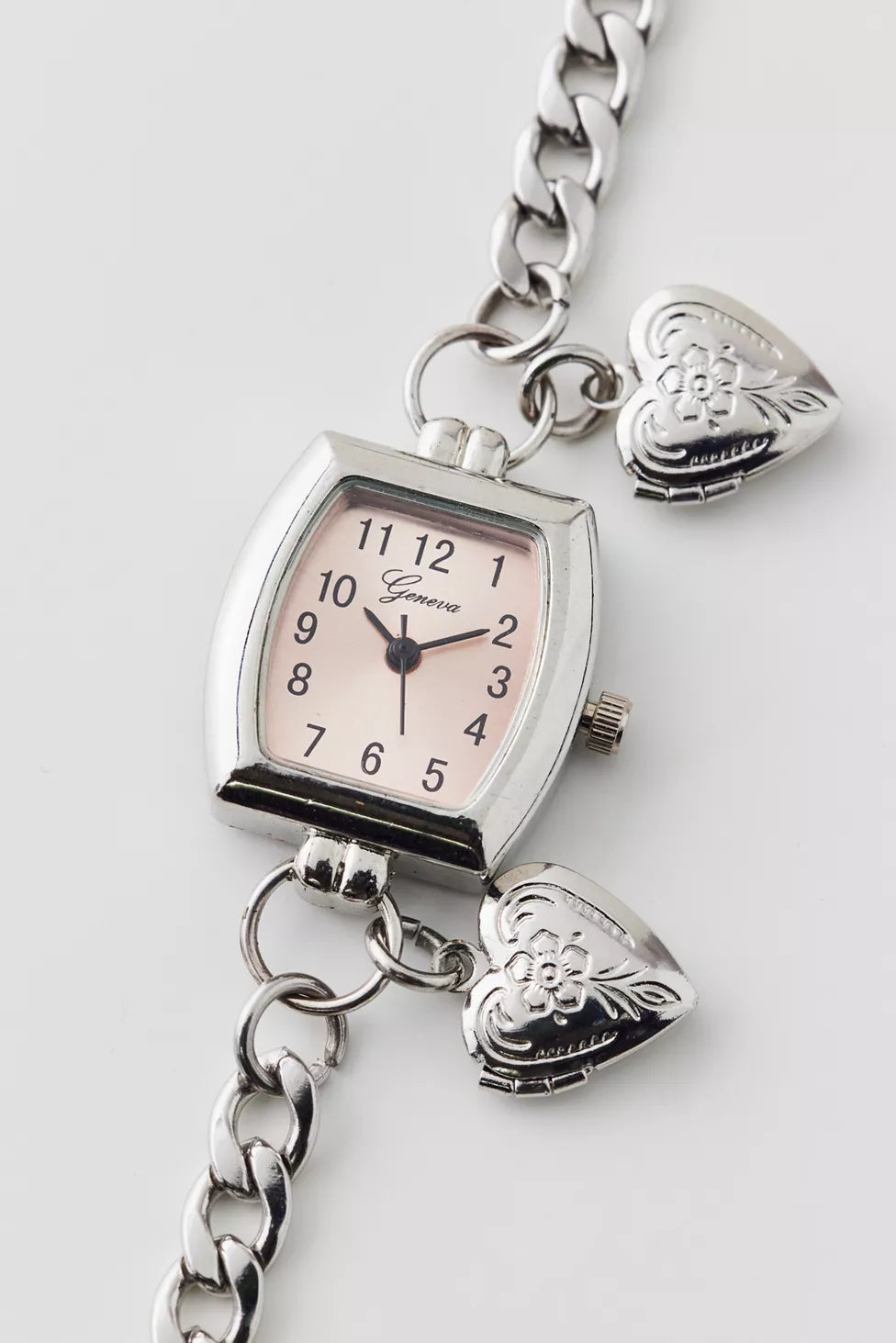 Pink Hearts Silver Watch Bracelet