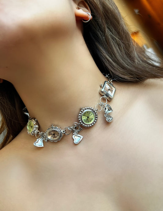 Cosmo & Wanda Silver Watch Choker Necklace
