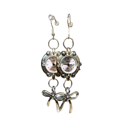 Pink Bow Watch Earrings