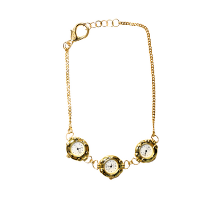 Triple Circular Gold Watch Chain Choker