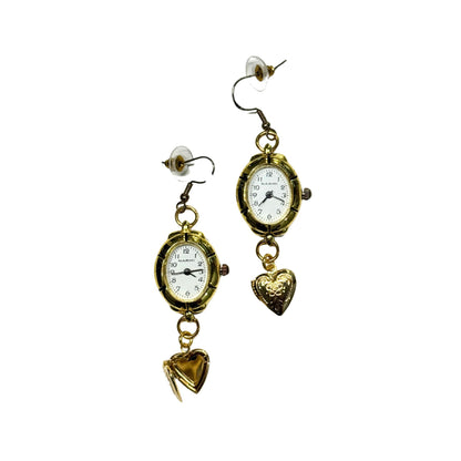 Gold Watch Drop Earrings