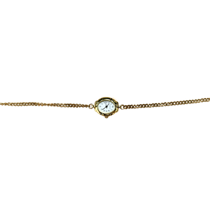 Gold Oval White Watch Choker
