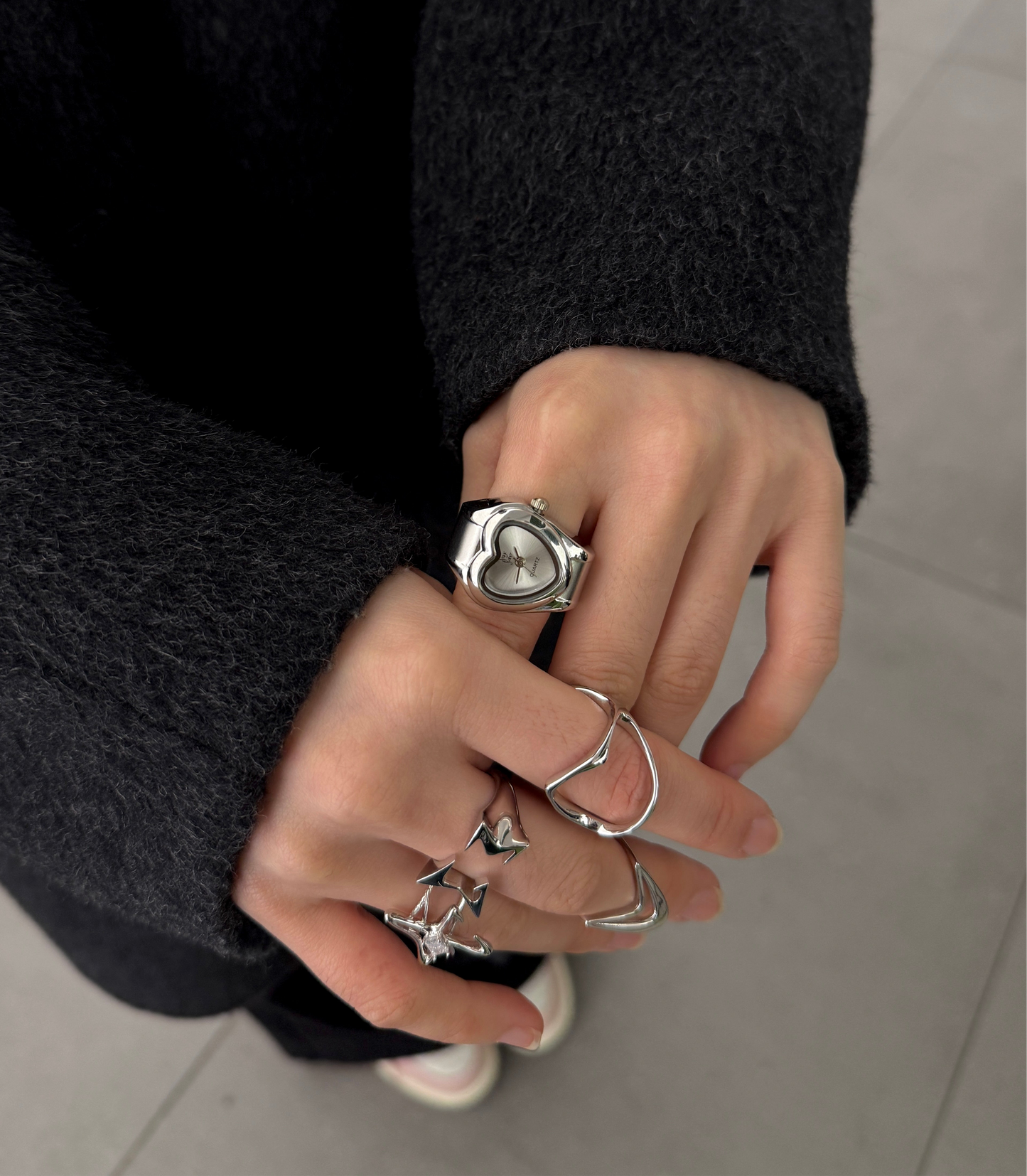 Silver Branded Watch Ring