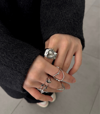 Silver Branded Watch Ring