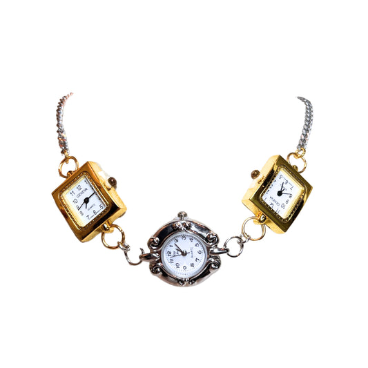 Mixed Metals Gold & Silver Watch Necklace