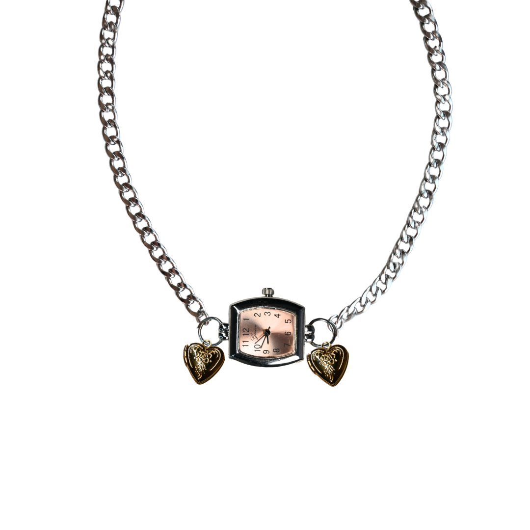 Customize: Single Dial Watch Choker Necklace (Silver)