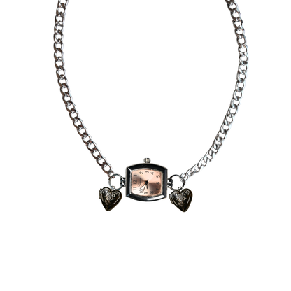 Customize: Single Dial Watch Choker Necklace (Silver)