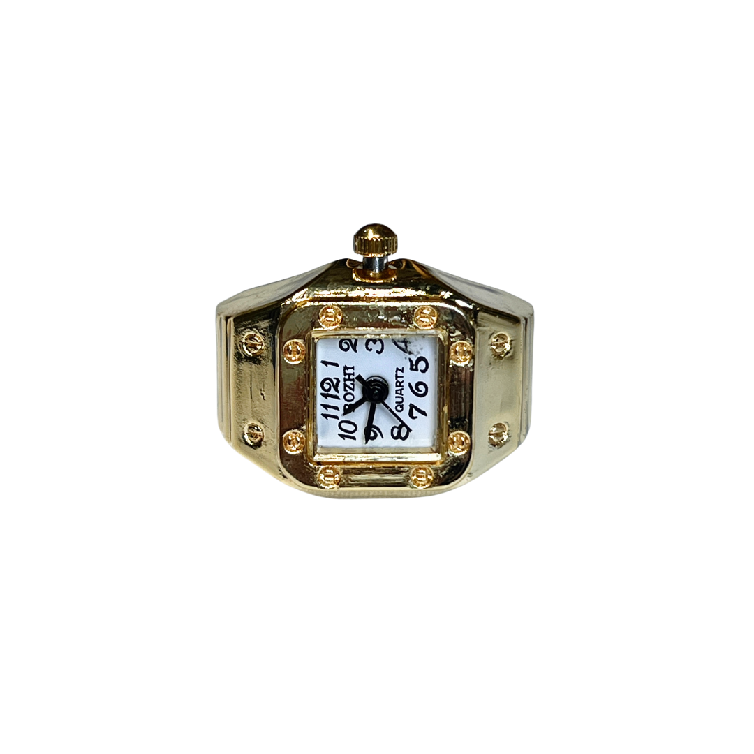 Square Gold Watch Ring Sage & Saber