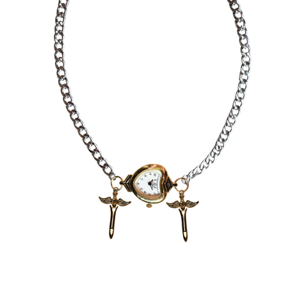 Customize: Single Dial Watch Choker Necklace (Silver)