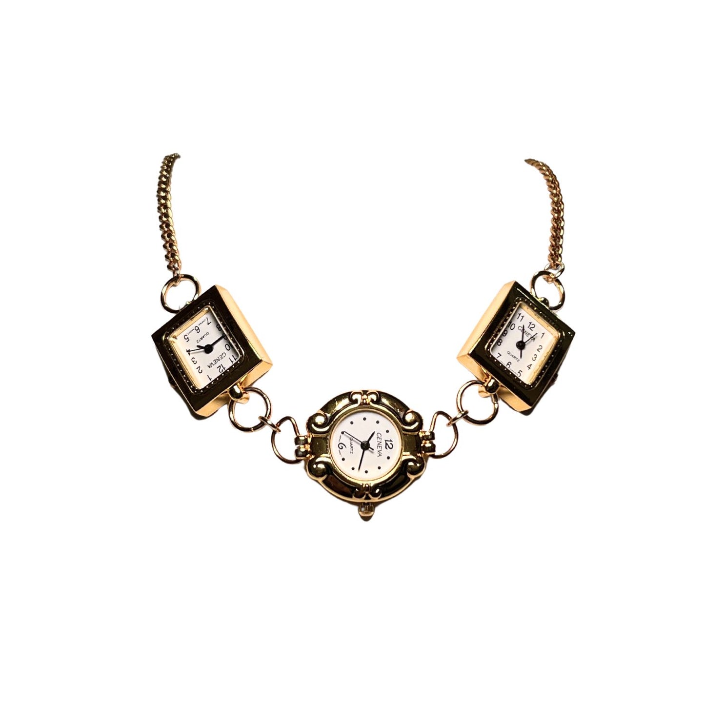Mixed Shapes Gold Watch Chain Choker