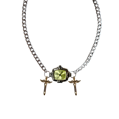Customize: Single Dial Watch Choker Necklace (Silver)