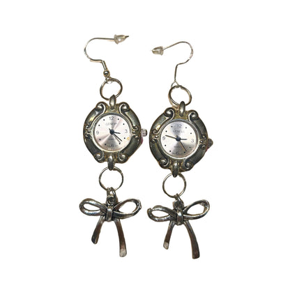 Pink Bow Watch Earrings