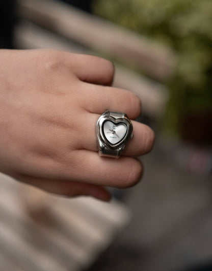 Silver Branded Watch Ring