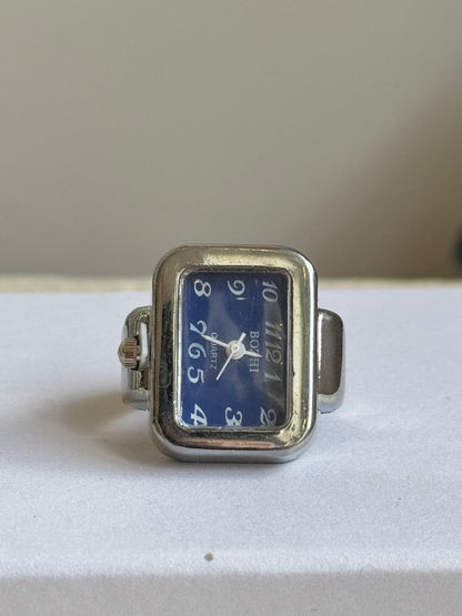 Silver Rectangle Watch Ring