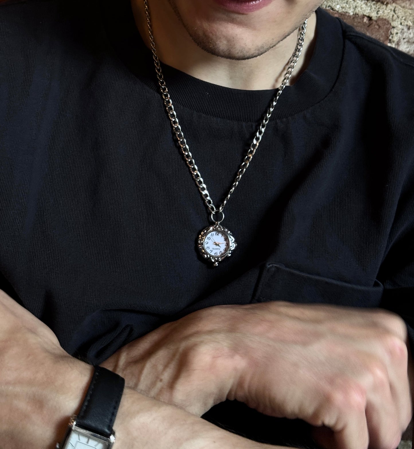 Men's Stainless Steel Watch Necklace