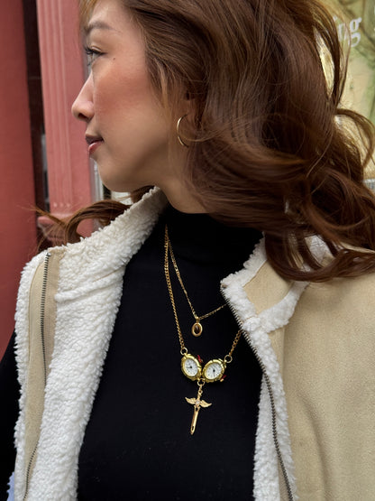 Gold Duo Sword Necklace