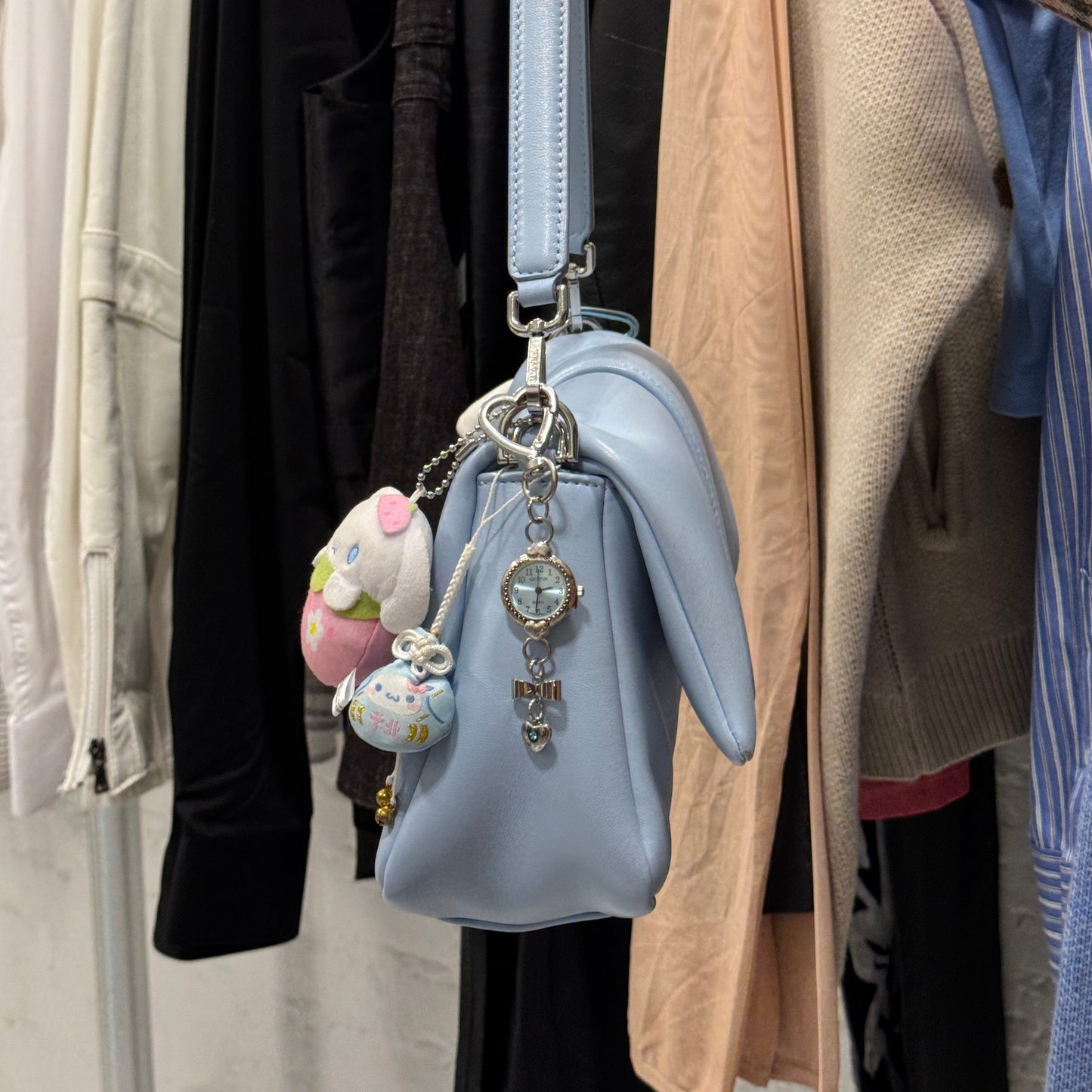 Blue Silver Gem Bag Charm