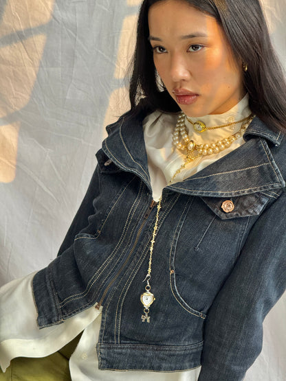 Gold Oval White Watch Choker