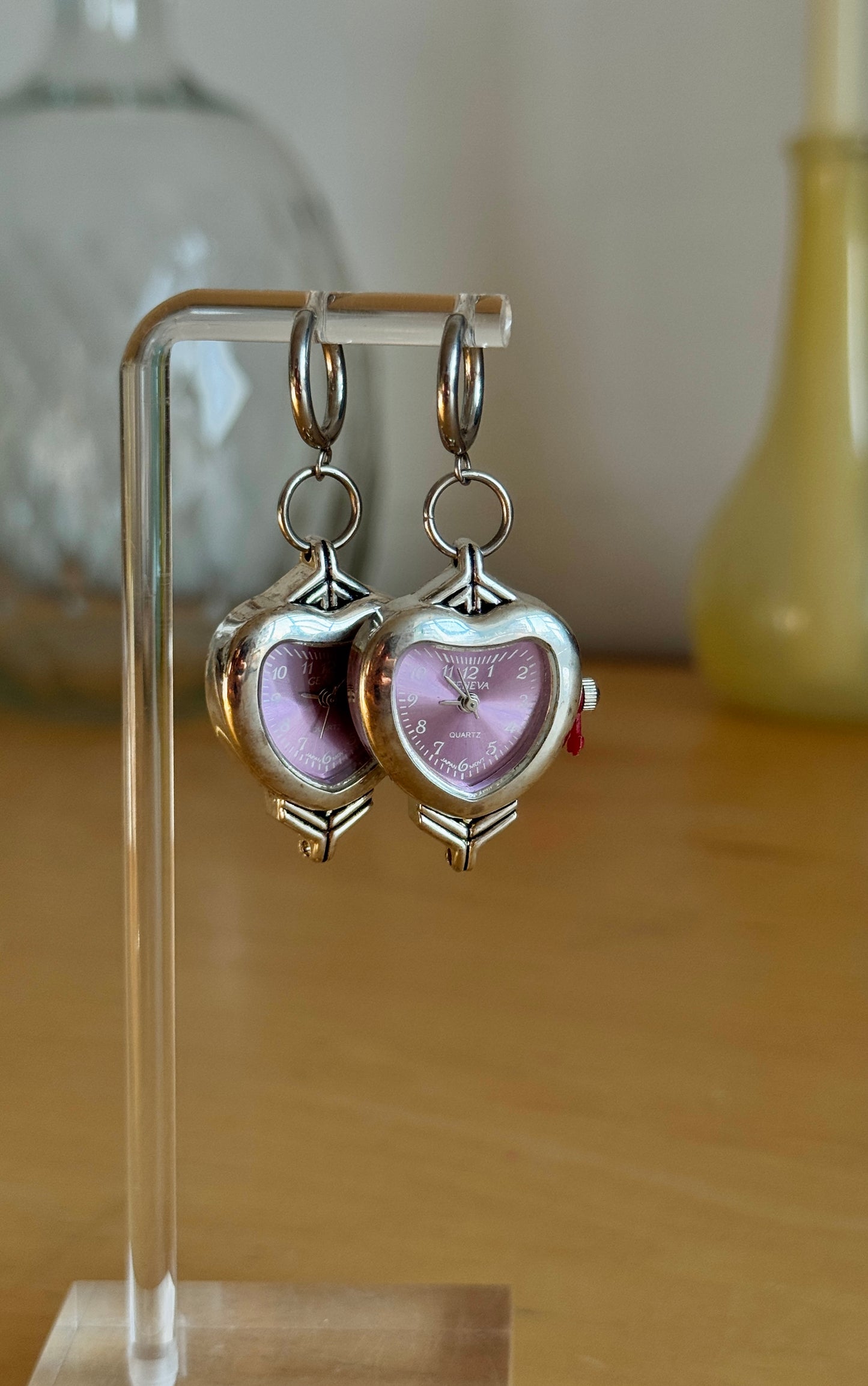 Purple Watch Huggies Earrings