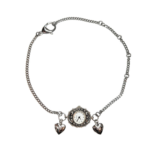 Silver Victorian Necklace with Heart Lockets
