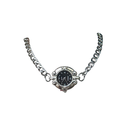 Silver Black Watch Chain Necklace