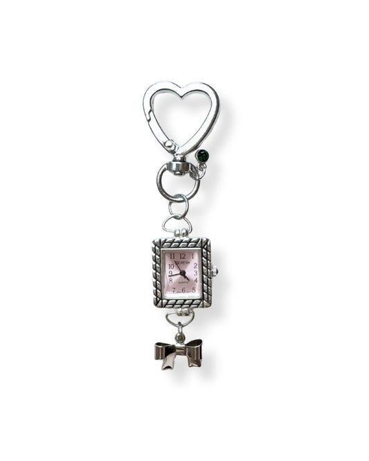 Pink Silver Bag Charm with Bow