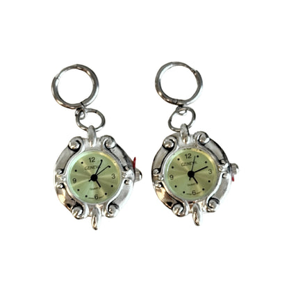 Green Watch Huggies Earrings