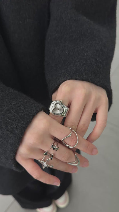 Silver Branded Watch Ring