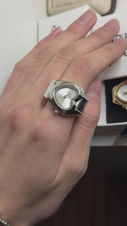 Silver Branded Watch Ring