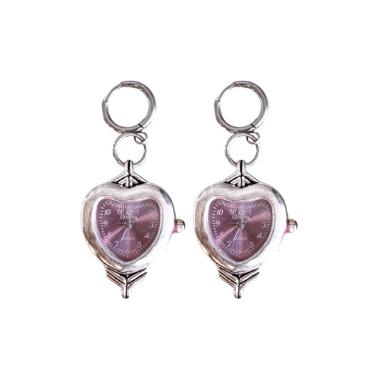 Purple Watch Huggies Earrings